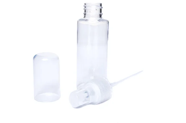 Aprire contenitore tubo di plastica spray di piccole dimensioni isolato su bianco — Foto Stock