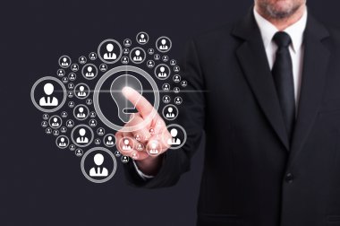 İş Yöneticisi ile sosyal sanal ekran dokunaklı IC bağlantı kurar.