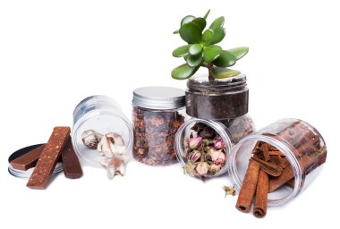 Ev mutfak şeffaf depolama konteyner veya kavanoz sunumu