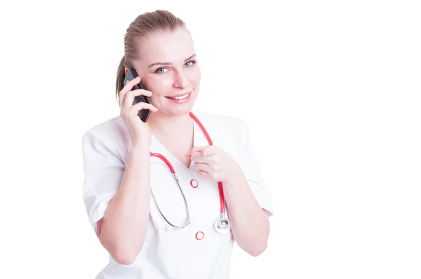 Friendly woman doctor as hospital contact us concept — Stock Photo, Image