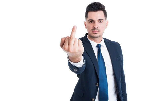 Arrogant and overbearing businessman, banker or lawyer showing m — Stock Photo, Image