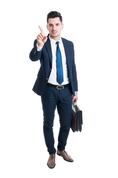 Broker or lawyer saying no with finger — Stock Photo, Image