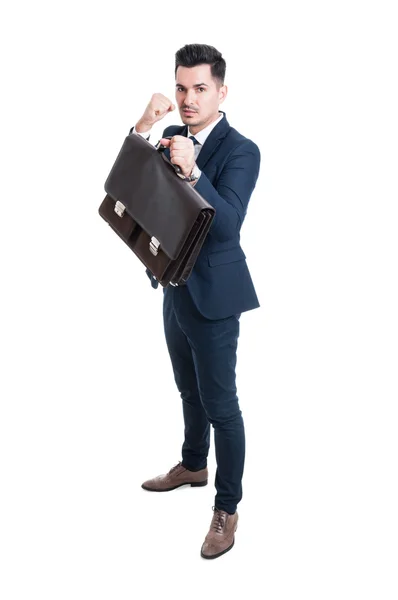 Powerful salesman or consultant standing ready to fight — Stock Photo, Image