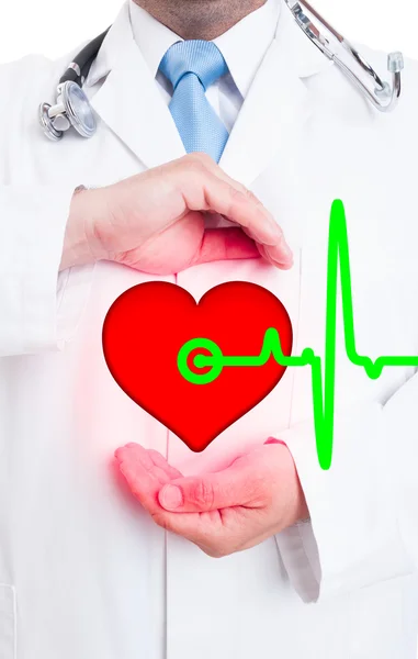 Moderne medische technologie met professionele Medic die hart toont — Stockfoto