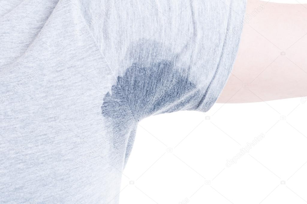 Sweated underarm on grey t-shirt