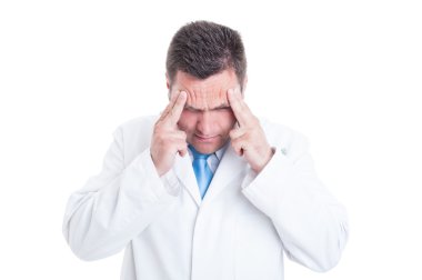 Erkek doktor ya da bir baş ağrısı ya da stres acı doktor