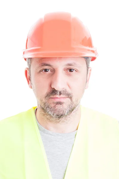Close-up retrato de construtor bonito profissional com leme — Fotografia de Stock
