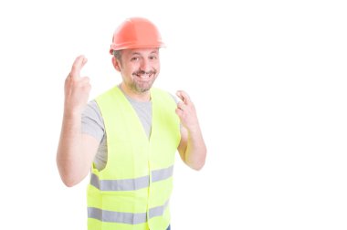 Çekici gülümseyen erkek Oluşturucu Çift Kişilik şans jest yapıyor