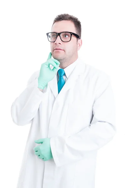 Male scientist posing like thinking about a solution — Stock Photo, Image