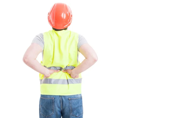 Back view of construtor man with spinal injury — Stock Photo, Image
