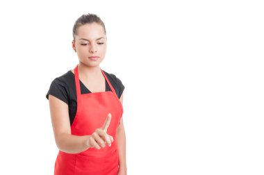 Pretty hipermarket çalışan dokunmadan veya bir şey işaret