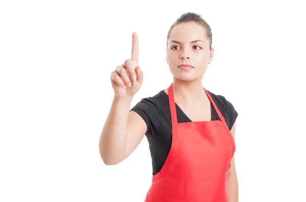 Successful employee pointing at something on screen — Stock Photo, Image