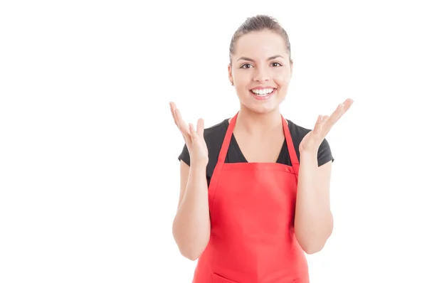 Cheerful hypermarket employee having a revelation — Stock Photo, Image