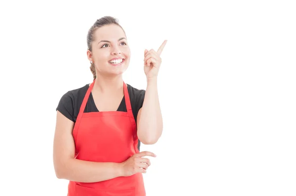 Alegre vendedor de supermercados mirando emocionado —  Fotos de Stock