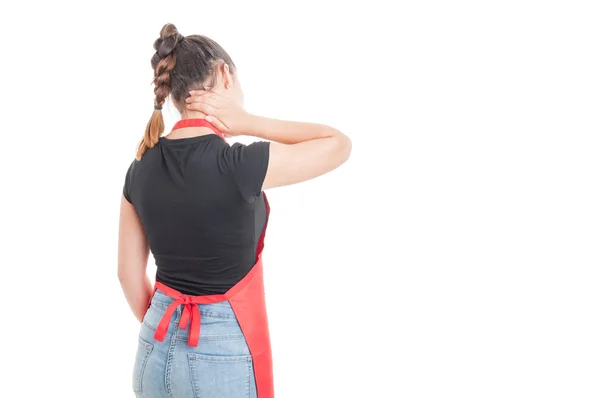 Junge Mitarbeiterin mit Nackenschmerzen — Stockfoto