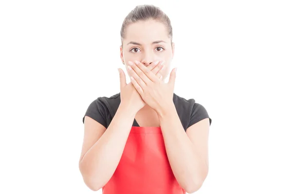 Beautiful employee covering her mouth — Stock Photo, Image