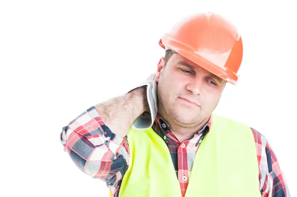Trabalhador da construção civil cansado ou tenso — Fotografia de Stock
