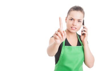 Bekle bir dakika konsepti ile kadın işçiye