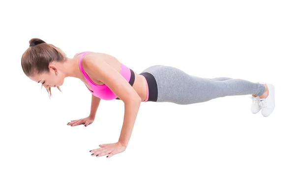 Fit Girl gör push-up för att träna — Stockfoto