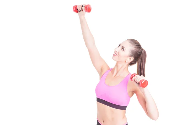 Attraktiv dam träning med vikter — Stockfoto