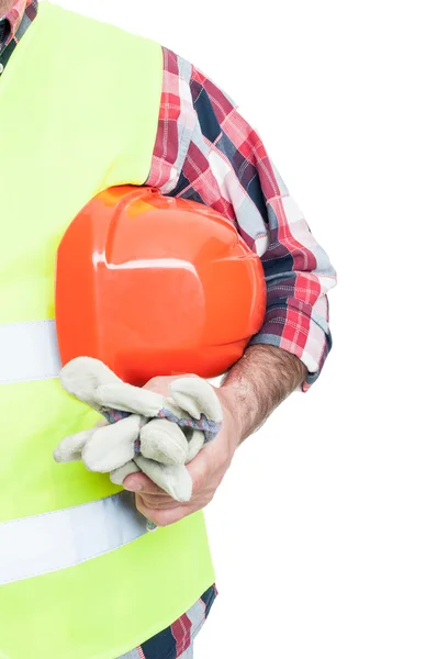 Trabalhador da construção usando colete protetor — Fotografia de Stock