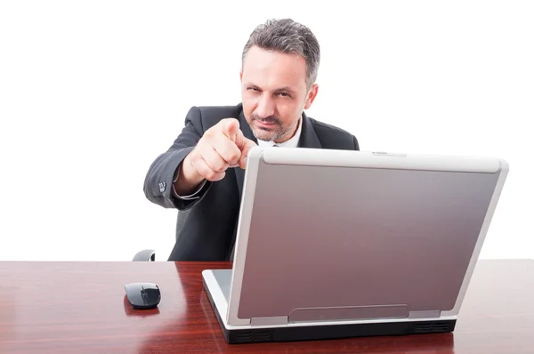 Business manager pekande finger på dig — Stockfoto