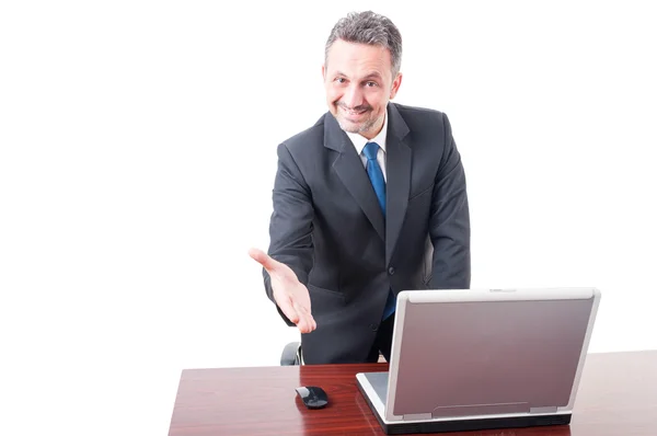 Trustworthy manager congratulating somebody Royalty Free Stock Photos