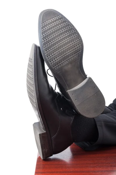 Close-up de pés de homem de negócios com sapatos de couro — Fotografia de Stock