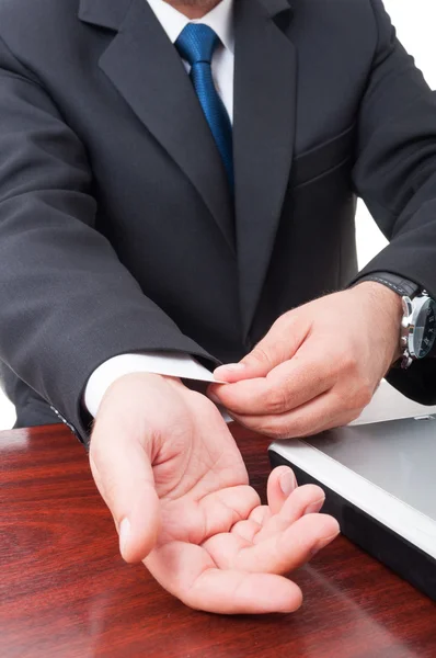 Close-up of executive manager getting ready — Stock Photo, Image