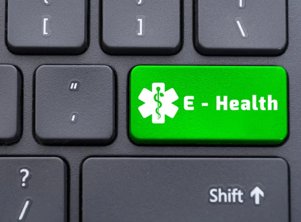 E-Health grüne Taste auf Tastatur-Konzept — Stockfoto