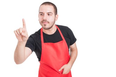 Süpermarket satıcısı modern dokunmatik ekran alaişaret