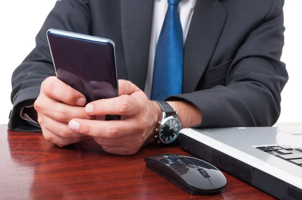 Close-up of businessman hand writing a message — Stock Photo, Image