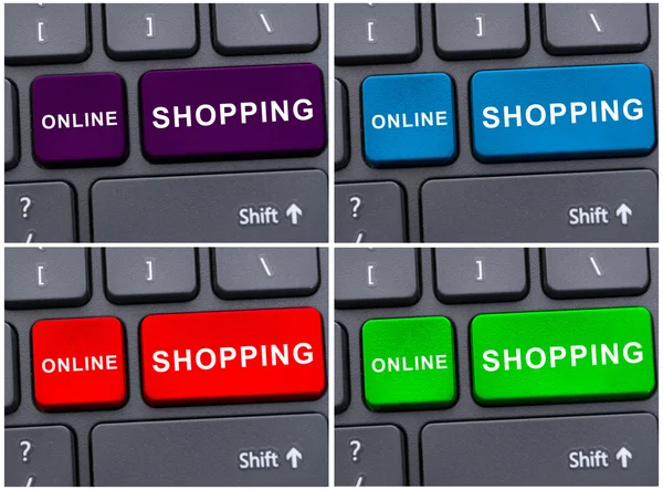 Knappen med online shopping i närbild — Stockfoto