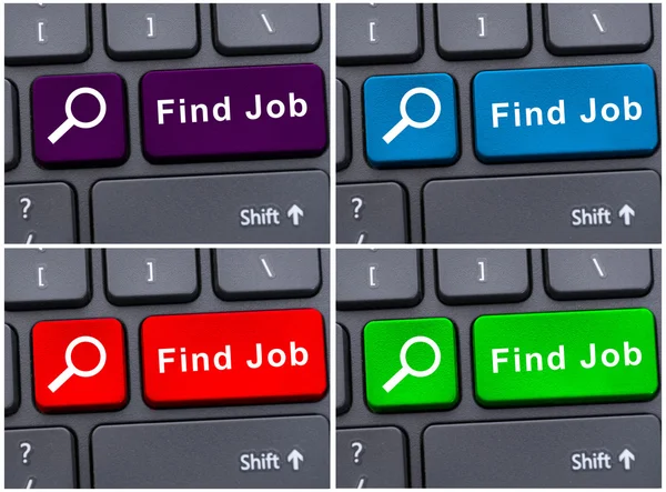 Bunte Jobsuche-Tasten auf der Tastatur — Stockfoto