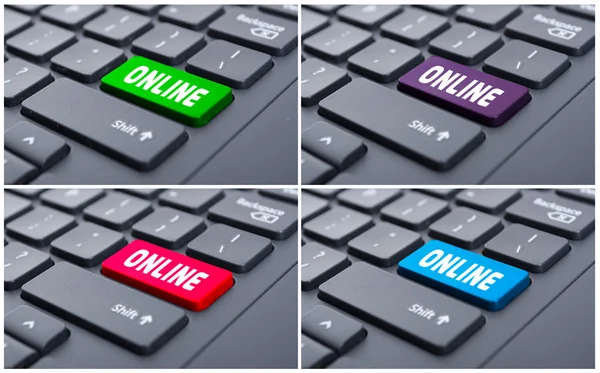 Internet o concetto di rete con pulsante online — Foto Stock