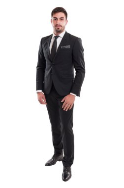 şık iş adamı izole üzerinde beyaz arka plan ayakta