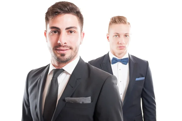 Portrait of elegant business men wearing necktie and bowtie — Stock Photo, Image