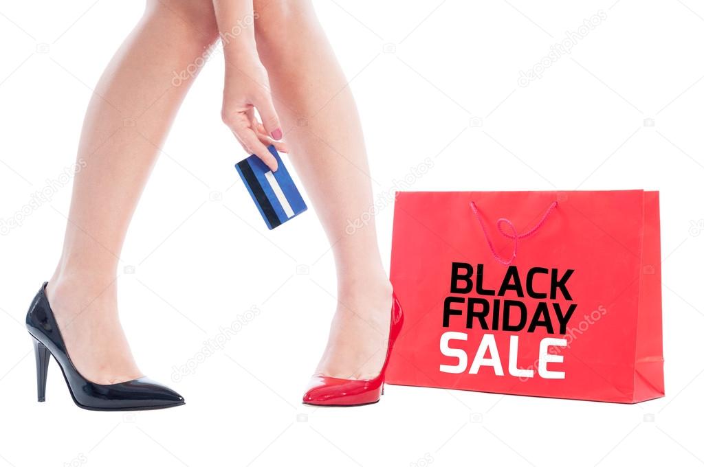 Online Black Friday sale concept using card