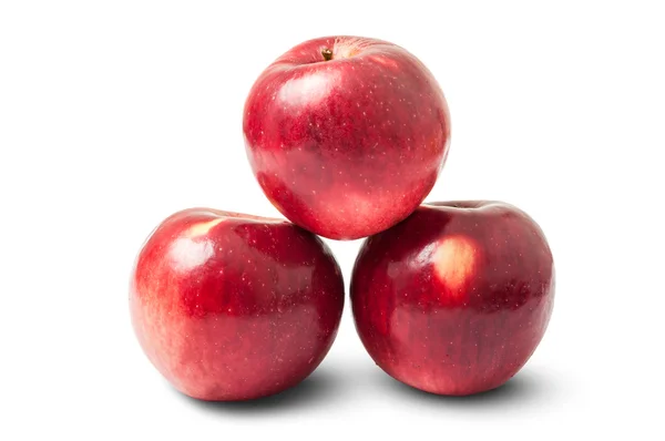 Três maçãs vermelhas brilhantes do outono — Fotografia de Stock