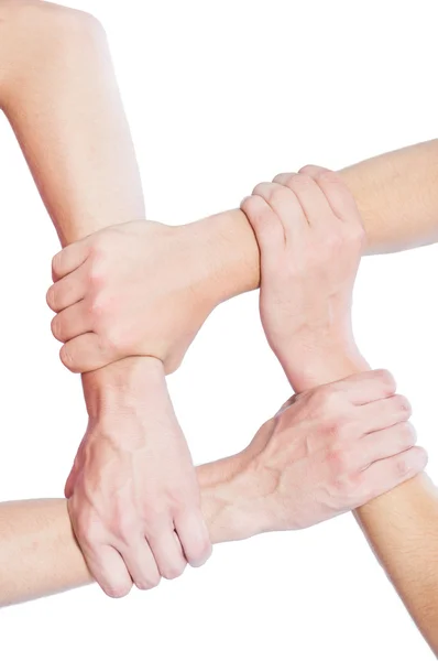 Conceito de equipe usando mãos unidas — Fotografia de Stock