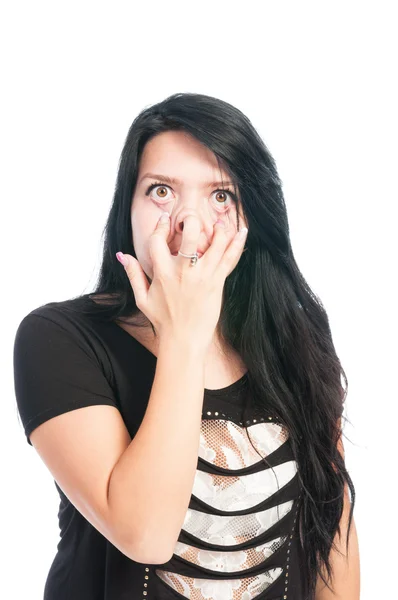 Teen girl making goofy, funny, scarry face — Stockfoto