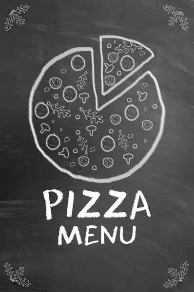 Pizza illustration on blackboard — Stock Photo, Image