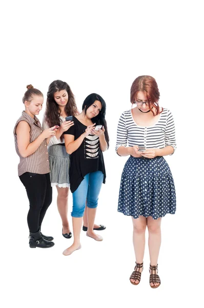 Text bullying girls — Stock Photo, Image