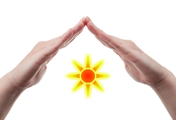 Ręce ochrony słońca — Zdjęcie stockowe