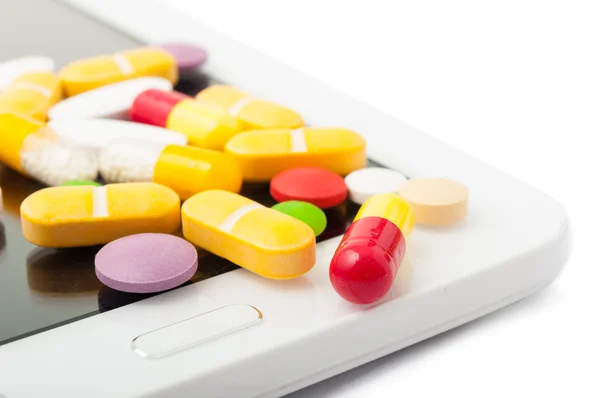 Closeup of pills on a tablet — Stock Photo, Image