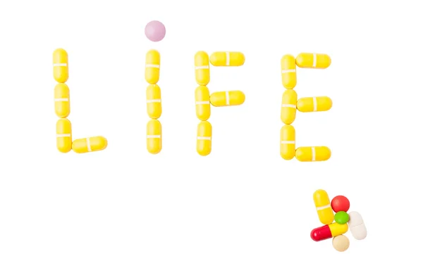 Life word made with pills — Stock Photo, Image