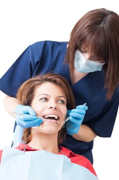 Процедура обследования зубов — стоковое фото