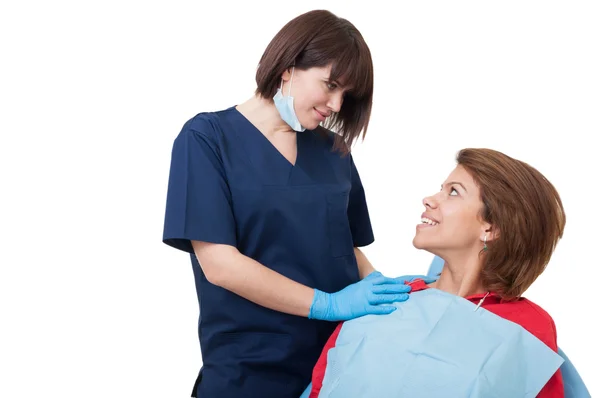 Conceito de mulher dentista amigável — Fotografia de Stock