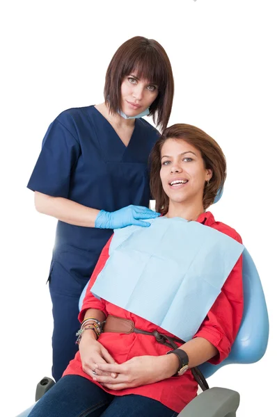 Conceito feminino dentista amigável — Fotografia de Stock