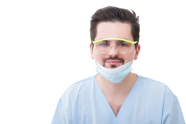 Dentist smiling on white background — Stock Photo, Image